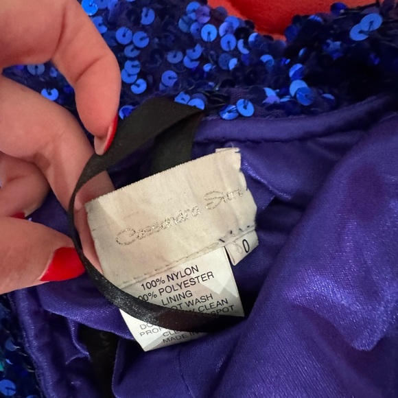 Elegant Sequin Evening Gown in Blue and Green by Mac duggal - Picture 3 of 6